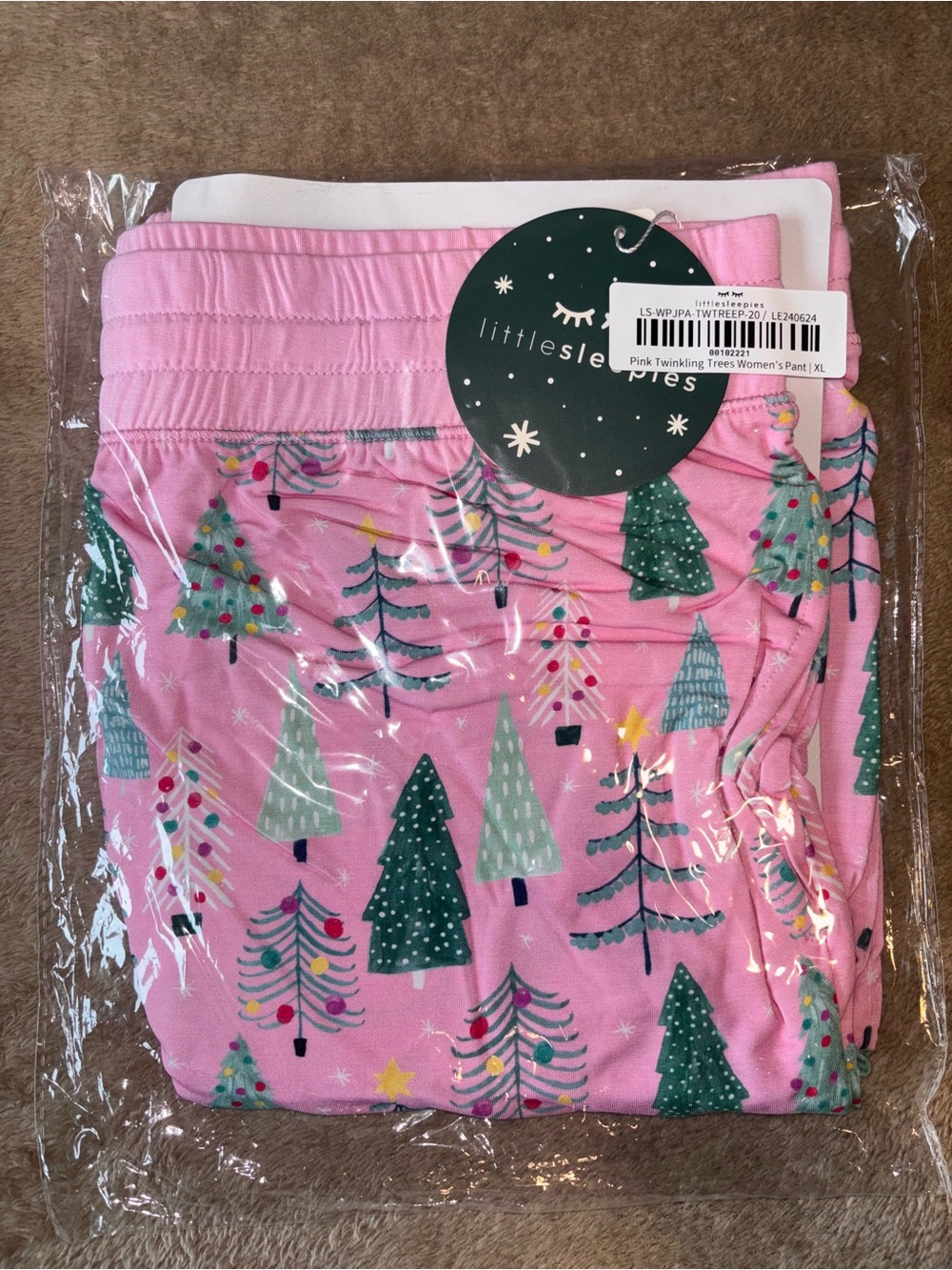 Little sleepies pink twinkling trees women’s pants